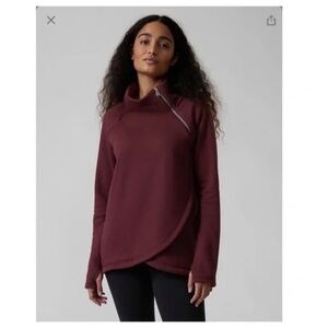 Athleta Burgundy Asymmetrical Zip Sweatshirt